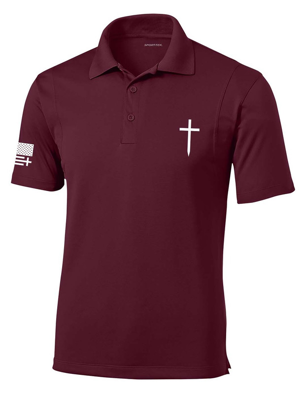 Trenz Shirt Company Mens Christian Polo Embroidered Cross Golf